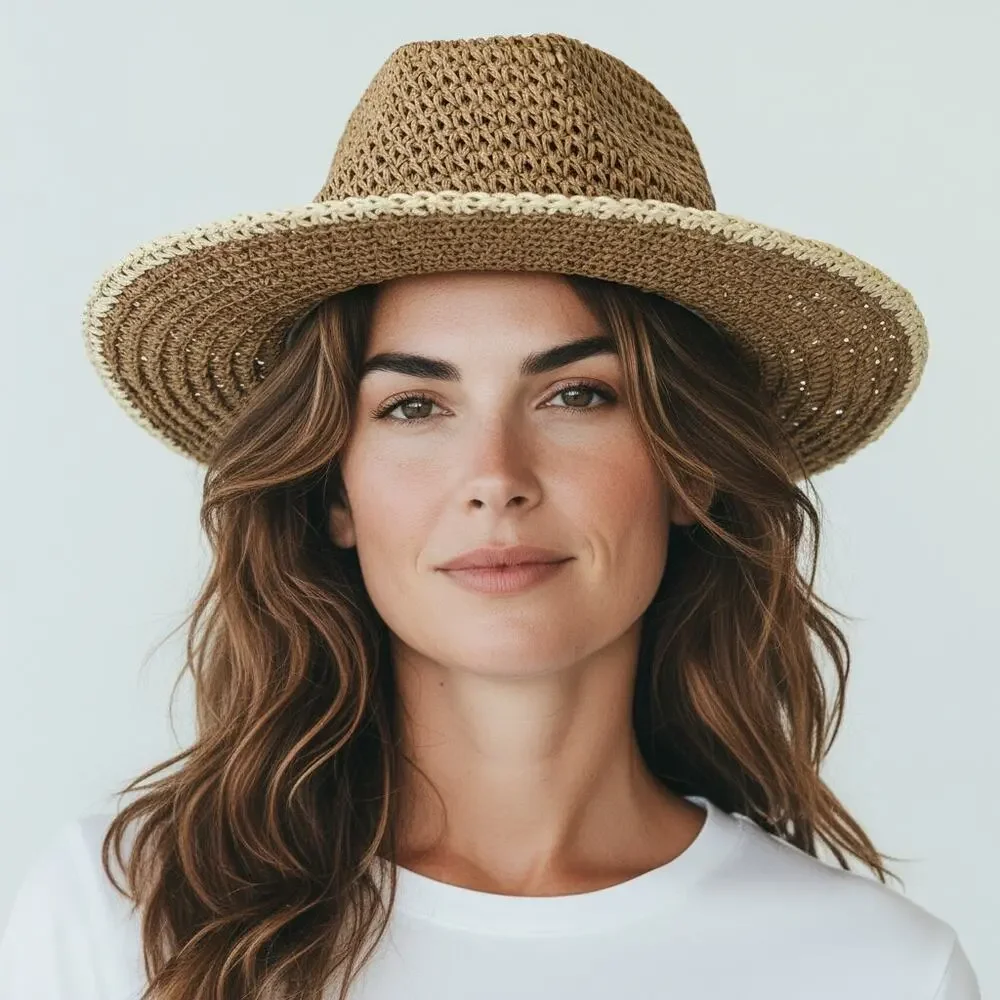 Rachel Zoe Paper Sun Hat NWT Women's One Size Tan Beachy Resort Coastal Boho